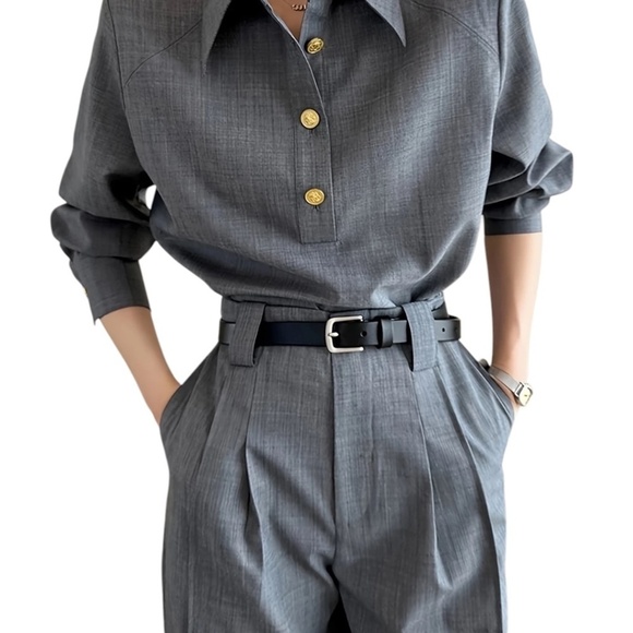 Elegant 2-Piece Pants Set Long Sleeve Top Wide-Leg Pants XL - Picture 1 of 4